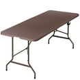 thumbnail image 1 of ZENY 6ft Metal Frame HDPE Folding Portable Camping Table Rattan Style, Brown, 1 of 10
