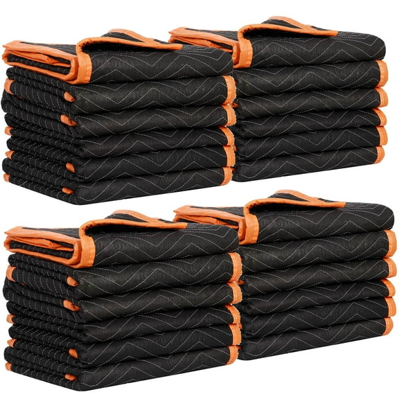 ZENY 72 x 40" Moving Blanket Dual-Sided Furnture Pads Black & Orange 24 Pieces
