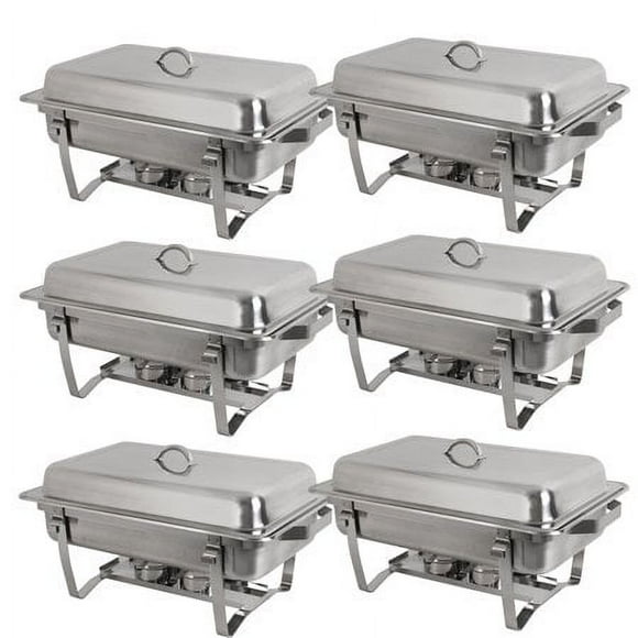 ZENY 8 Quart Rectangular Stainless Steel Chafing Dishes (Set of 6)