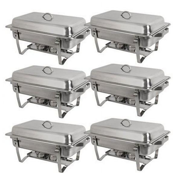 ZENY 8 Quart Rectangular Stainless Steel Chafing Dishes (Set of 6)