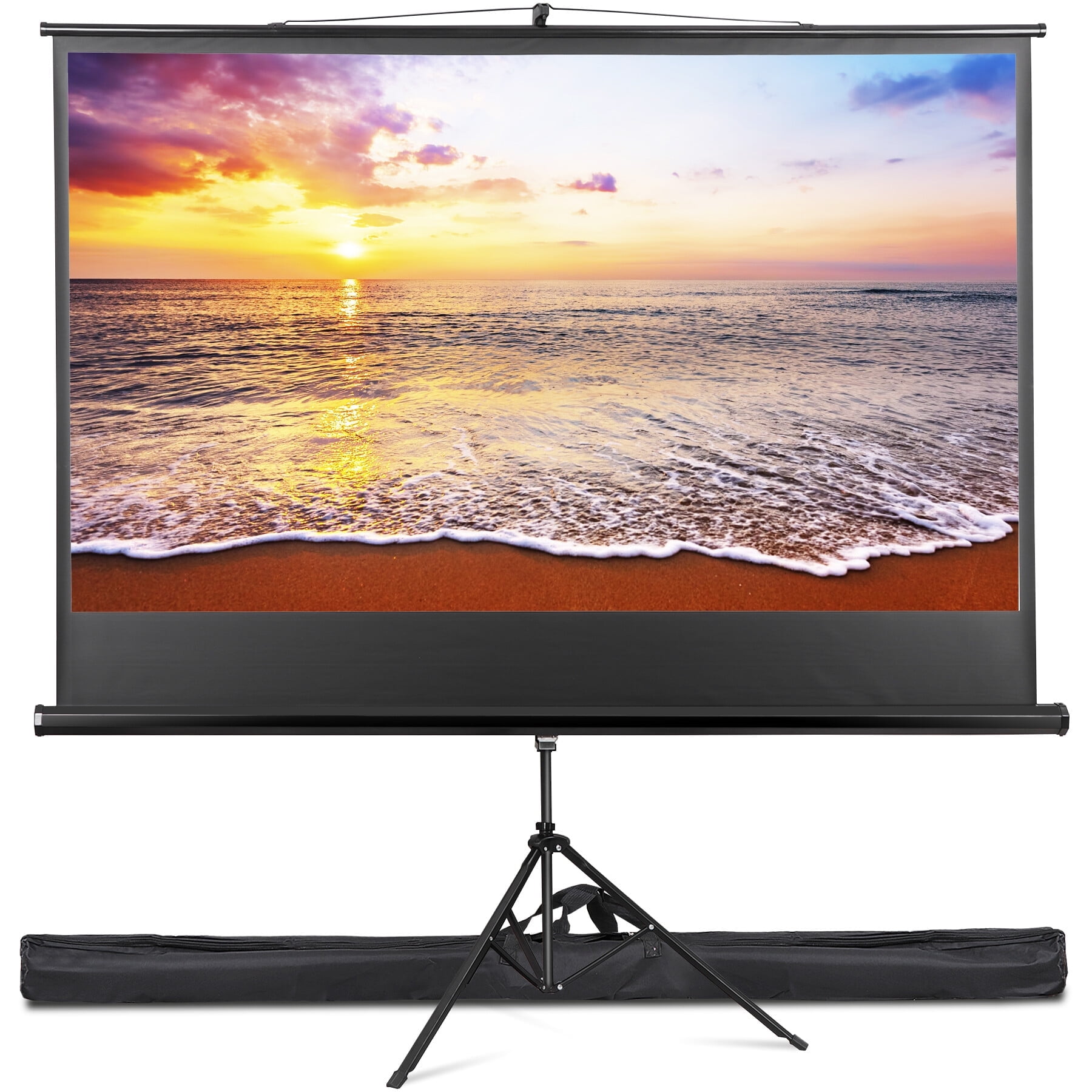 84-Inch Black Portable Tripod Projector Screen with Matte PVC