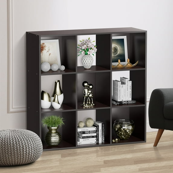 ZENY 9 Cubes Wooden Cube Organizer Bookcase Cubecials Cabinet Storage (Brown)