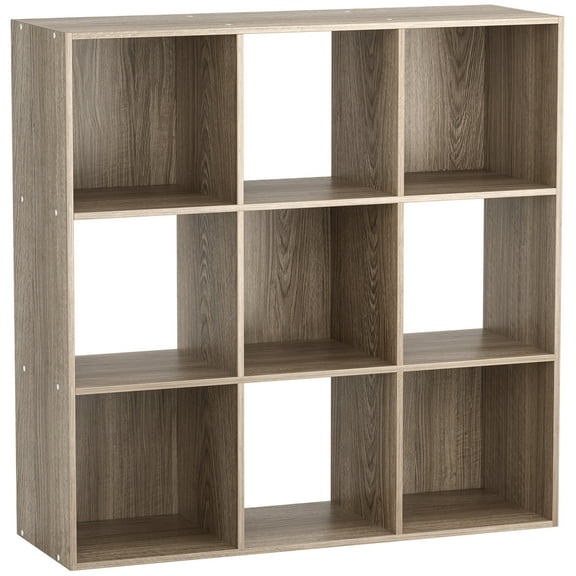 ZENY 9 Cubes Wooden Organizer Bookcase Cabinet Storage (Brown Grain)