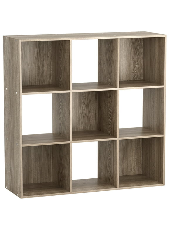 ZENY 9 Cubes Wooden Organizer Bookcase Cabinet Storage (Brown Grain)
