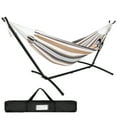 thumbnail image 1 of ZENY 9FT Portable 2-Person Double Hammock Metal Stand Outdoor 450lb Capacity with Carrying Bag (Tan Stripe), 1 of 3