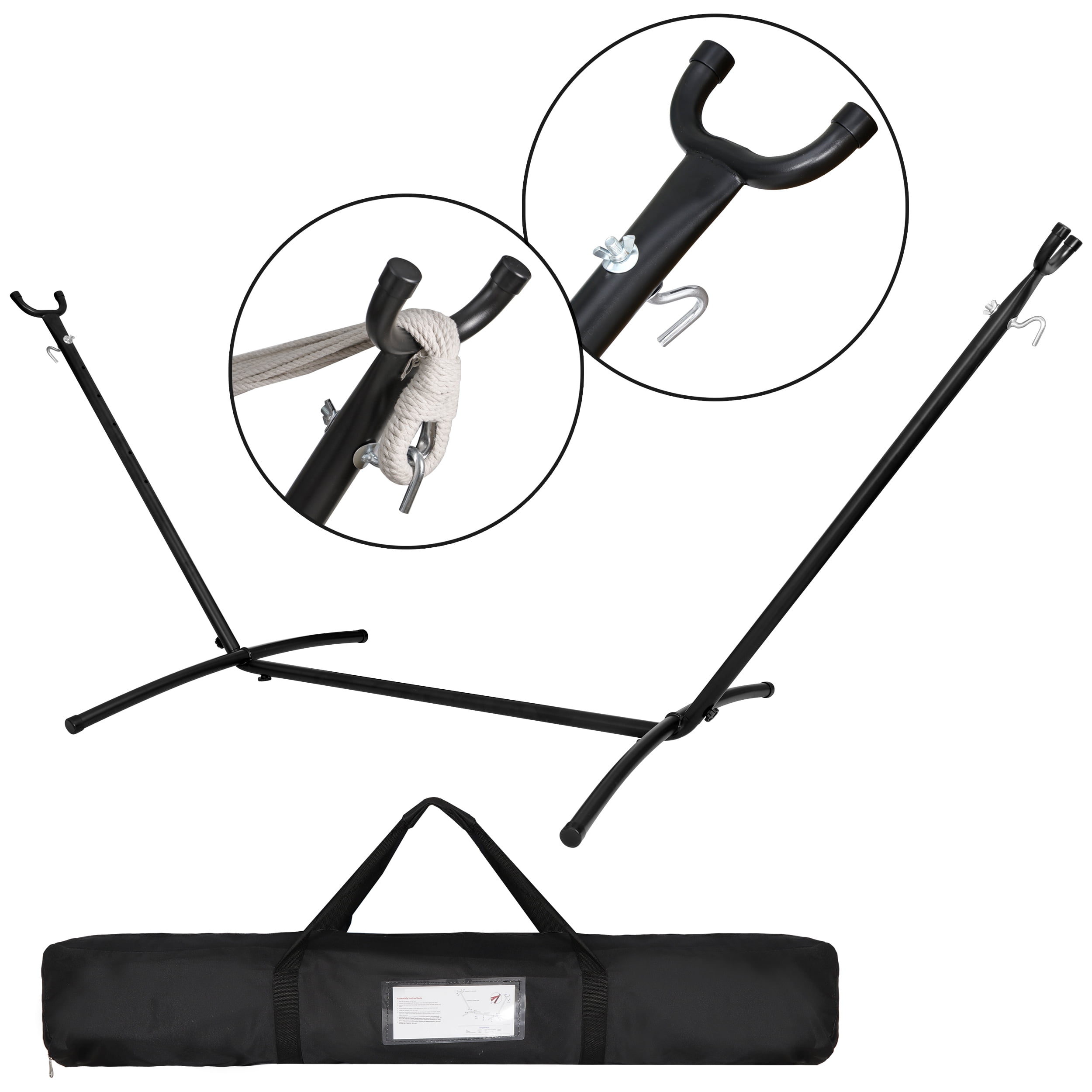 ZENY 9ft Weather-Resistant Portable Steel Hammock Stand W/ Hook, Case, Black