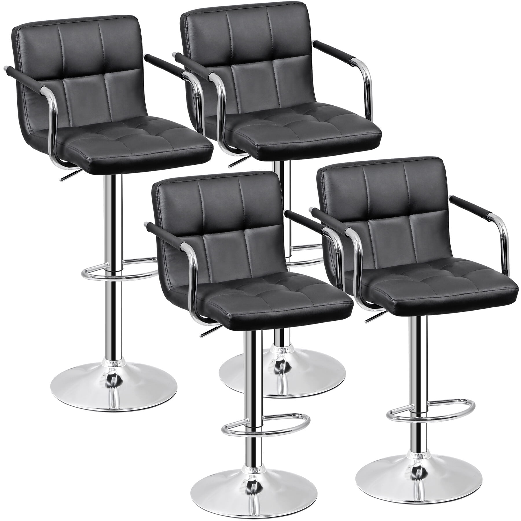 ZENY Adjustable Height Bar Stools - Set of 4, Black