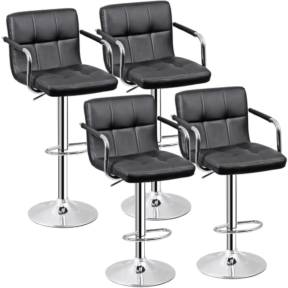 ZENY Adjustable Height Bar Stools - Set of 4, Black