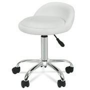 ZENY Adjustable Rolling Swivel Salon Stool Chair Spa Stool with Back Rest, White