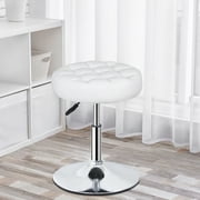 ZENY Big Size Adjustable Swivel Stool - Modern Round Vanity Makeup Chair, White (Metal Frame)