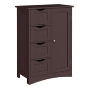 ZENY Bathroom Floor Cabinet, Freestanding Storage Cabinet with 4 Drawers and Adjustable Shelves, Modern Cupboard for Home Living Room Office, Brown