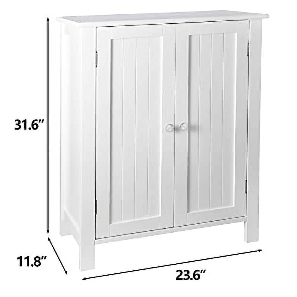 ZENY Bathroom Floor Storage Cabinet with Double Door + Adjustable Shelf ...