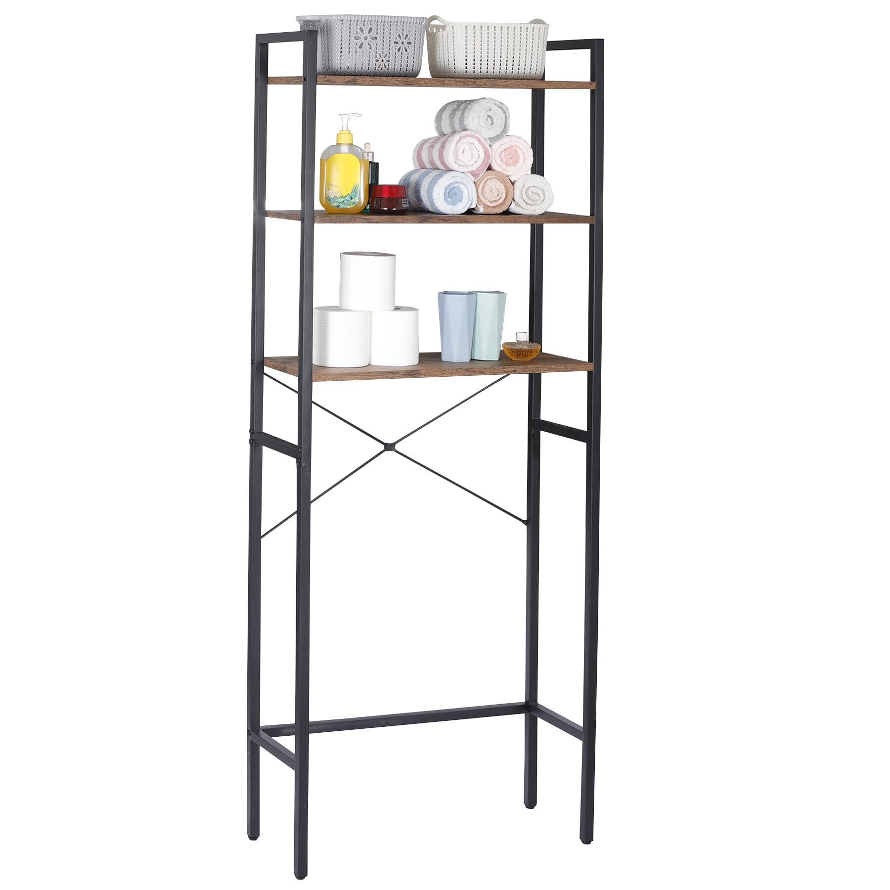 ZENY Bathroom Over the Toilet Organizer Metal MDF Storage Cabinet, Black