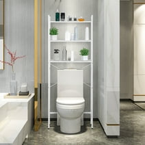 ZENY Bathroom Over the Toilet Organizer Metal MDF Storage Cabinet, White