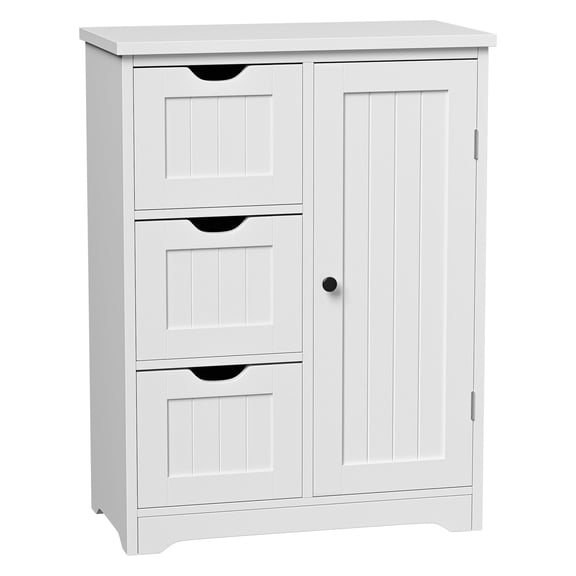 ZENY Bathroom Storage Cabinet with 3 Drawers and 1 Adjustable Shelf , Entryway Home Decor Furniture Towels Storage Organizer Unit, White
