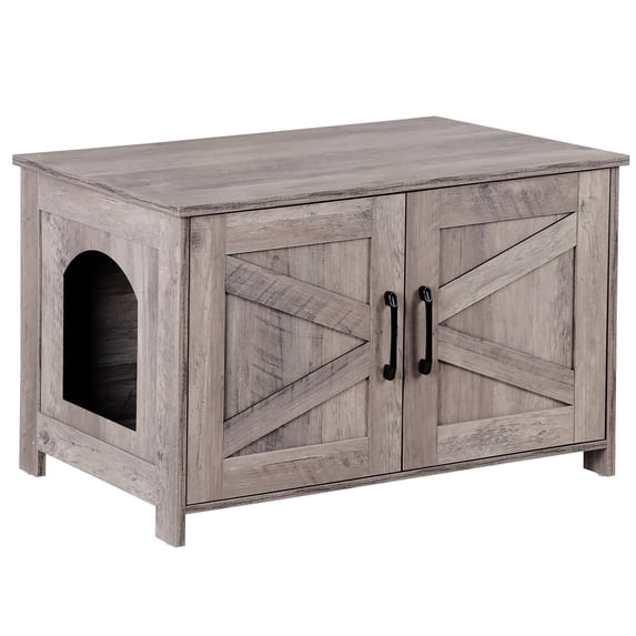 ZENY Cat Litter Box Enclosure Wooden Cat Washroom Furniture Hidden with Barn Door Stylish Cat House