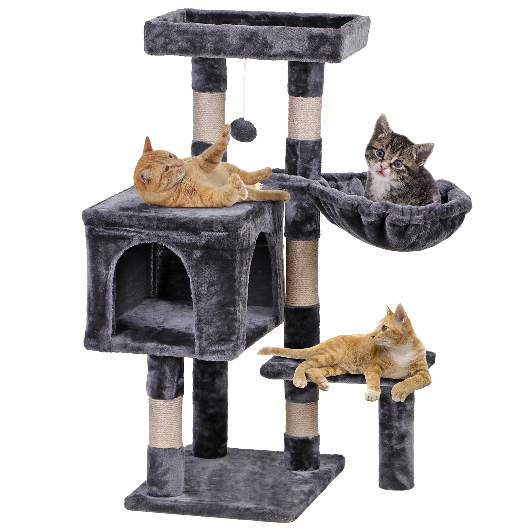 ZENY Cat Tree with Round Cozy Hammock Cat Tower Furniture with Jute