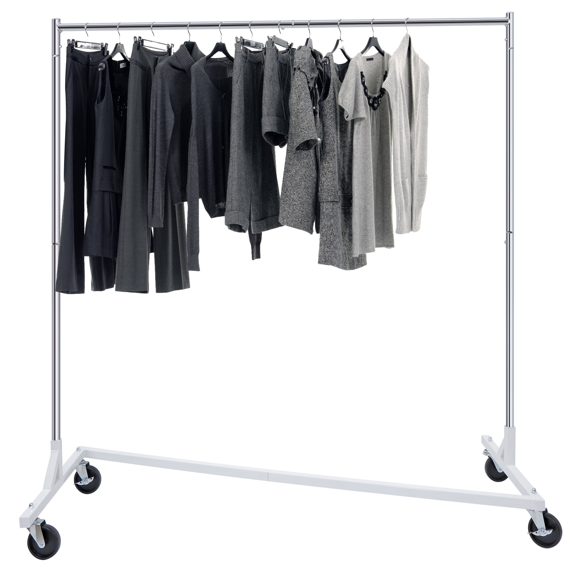 ②WWW_RACK WHAT WE WANT ZENY Movable Commercial Clothing Rack, Freestanding Rolling
