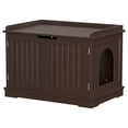 thumbnail image 1 of ZENY Double Door Cat Washroom Hidden Cat Litter Box Enclosure Storage Cabinet MDF Frame Pet Cat House, Brown, 1 of 10