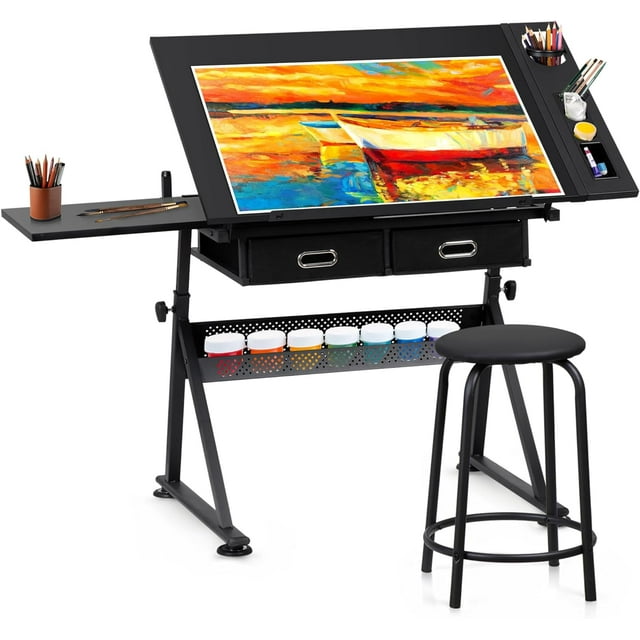 ZENY Drafting Table Art Desk Drawing Table Height Adjustable Artist ...