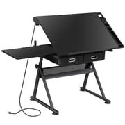 ZENY Drafting Table Art Desk with Adjustable Height, Durable Steel and Wood Construction, Black