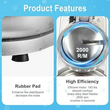2000r/m Electric Ice Crusher Stainless Steel Blade Ice Shaver Snow Cone Machine