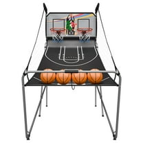 ZENY Electronic Double Shot Basketball Arcade Game Foldable 2-Player Hoop with 8 Game Options, LED Scoring & 4 Balls, Black