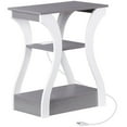 thumbnail image 1 of ZENY End Table with Charging Station, Bedside Table with USB, 3 Tier Side Table Nightstand with Storage Shelf for Living Room Bedroom Grey White, 1 of 5