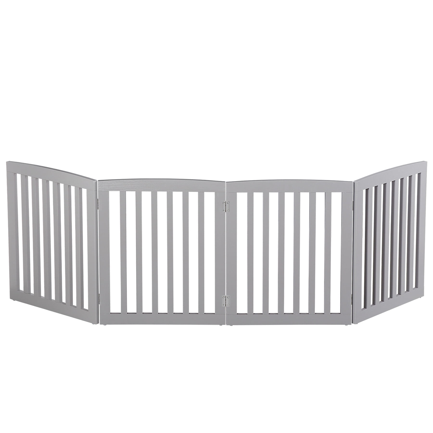 ZENY Entryway Indoor Wood Foldable Pet Gate Fence 4 Panels, Gray