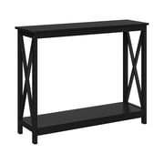 ZENY 39.4" 2-Tier Narrow Entryway Console Table, X-Shape Wood Sofa Side Table, Black