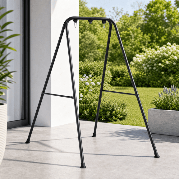 ZENY Heavy Duty Black A-Frame Swing Stand, 330 lb Capacity, Foldable Metal Hammock Chair Stand for Indoor and Outdoor Use