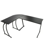 ZENY Home Office L-Shaped Computer Desk MDF Workstation - Black