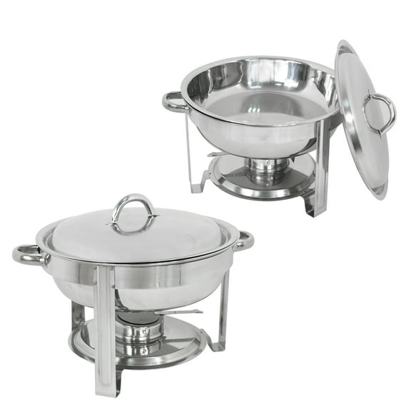 ZENY Home Wedding Banquet Buffet Chafing Dishes 5 Qt Catering Stainless Steel, Silver (Set of 2)