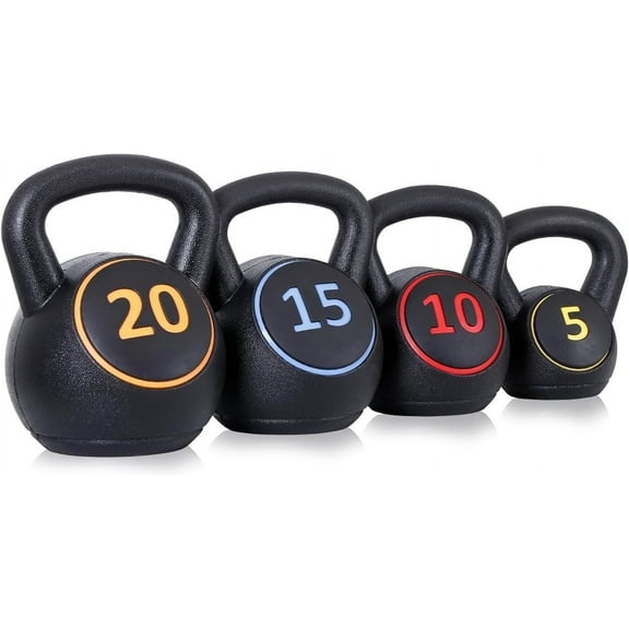 ZENY Kettlebell Sets, 4-Piece Kettlebells 5lb, 10lb, 15lb, 20 lb, Kettle Bell Weights for Dumbbel Weights Exercise, Strength Strainging Kettlebells, Home Gym, Full Body Workout Equipment