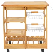 ZENY Kitchen Utility Cart with Wood Frame   Mobile Kitchen Island & Craft Storage Cart