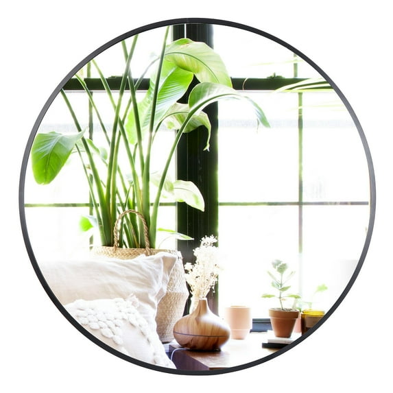 ZENY Large Round Mirror Black 30 inch Wall Mirror Modern Minimalist Mirror