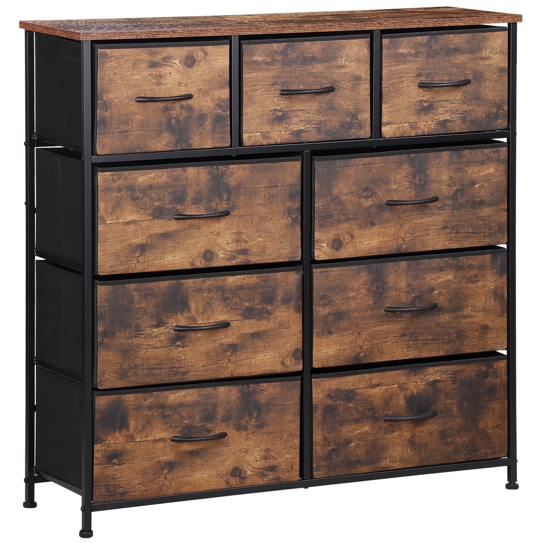 ZENY Large Wood Dresser with Steel Frame, 11.8" x 39.3" x 39.3"