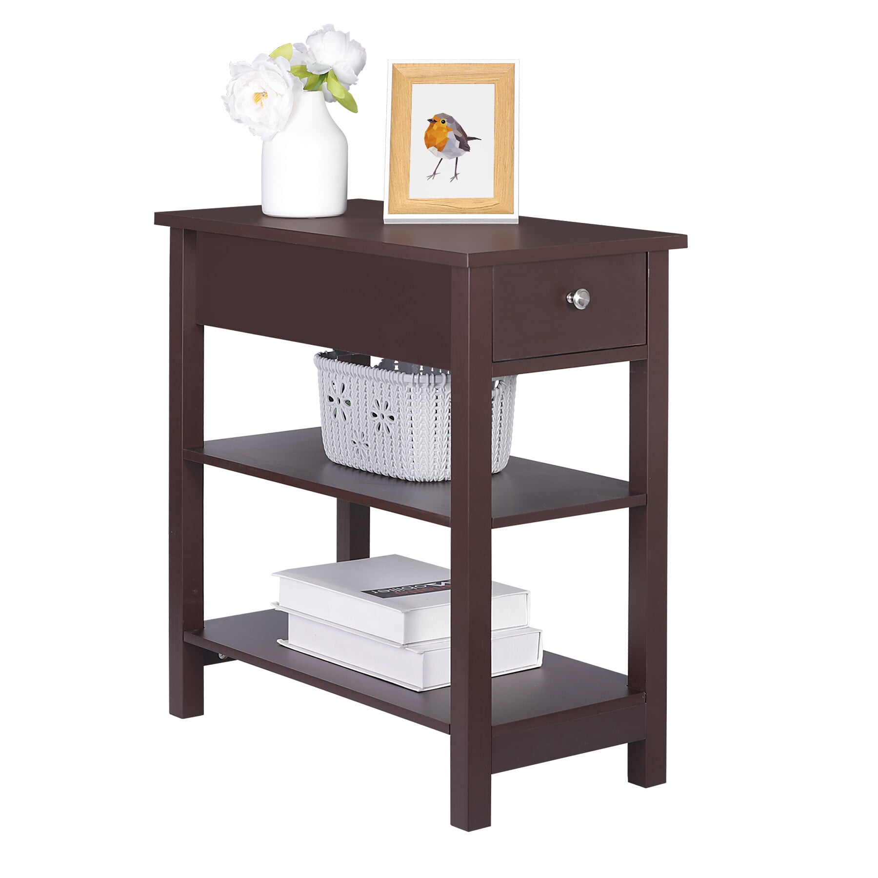 ZENY MDF Rectangular Side End Table Nightstands, Brown