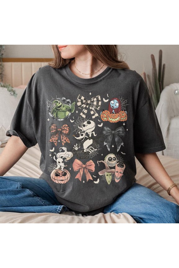 Nightmare Holiday Coquette Jack Skellington Costume Party 2025 Shirt DARK HEATHER