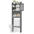 thumbnail image 1 of ZENY Over-The-Toilet 68.3"H Bathroom Storage Cabinet Wood Frame 3 Tiers, Gray, 1 of 11