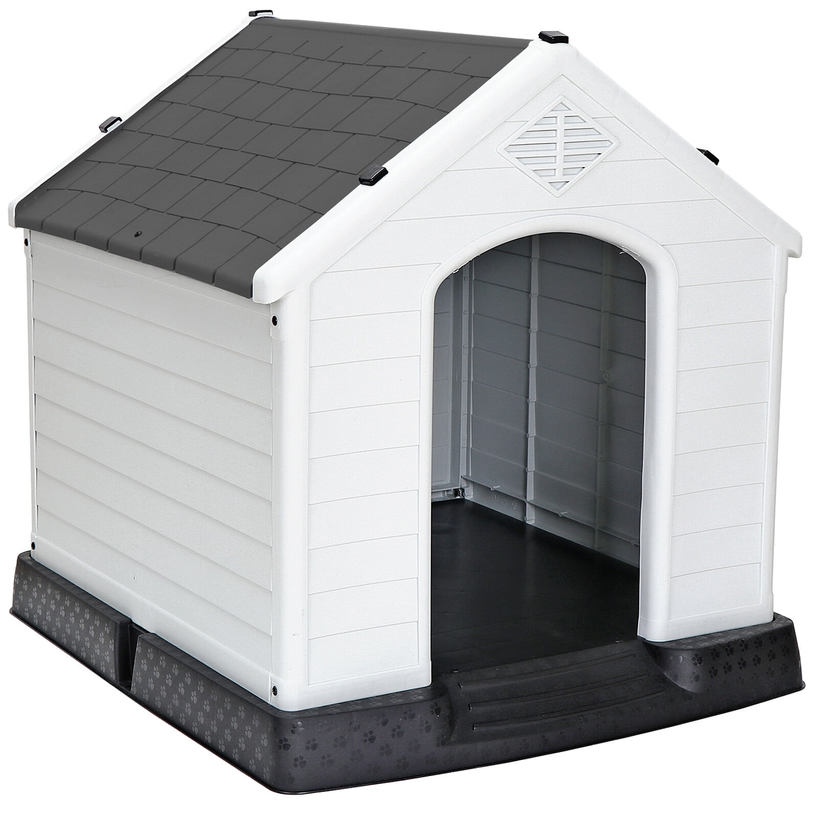 ZENY Plastic Indoor Outdoor Dog House Medium Pet Doghouse White, Gray ...