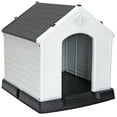 thumbnail image 1 of ZENY Plastic Indoor Outdoor Dog House Medium Pet Doghouse White, Gray Roof, 1 of 7