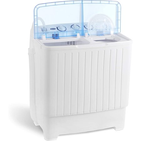 ZENY Portable Washing Machine Compact Twin Tub Laundry Washing Machine 17.6lbs Capacity, Mini Washer Dryer for Apartment RV Travelling,Semi-Automatic, 11lbs Washer, 6.6lbs Spinner
