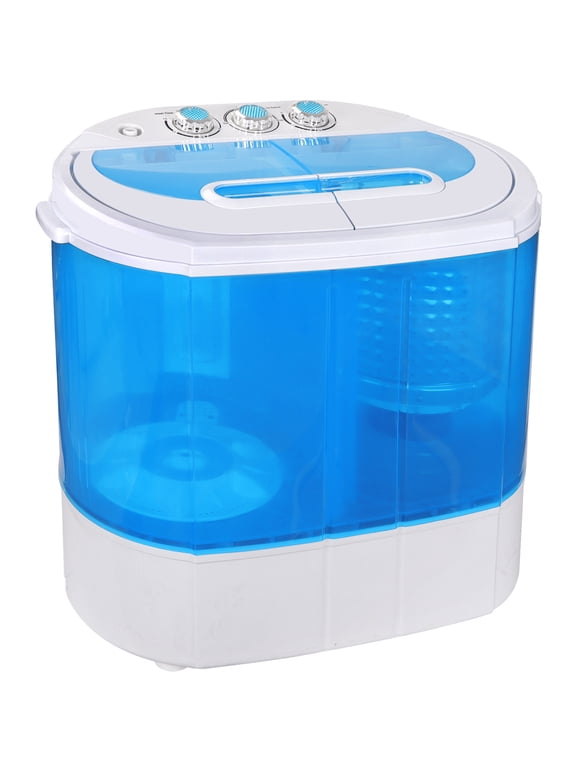 Portable Washing Machine Mini Twin Tub Washing Machine with Washer & Spinner, Gravity Drain Pump, 9.9lbs Capacity