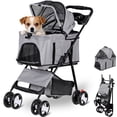 thumbnail image 1 of ZENY 3-in-1 Detachable Pet Stroller, Foldable Dog & Cat Stroller with Car Seat Carrier, Cup Holder & Storage Basket, Gray, 1 of 11
