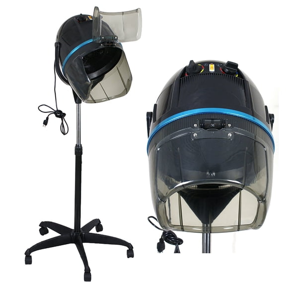 ZENY Professional Adjustable Hooded Bonnet Hair Dryer with Rolling Stand 1300W Salon Dryer, Black