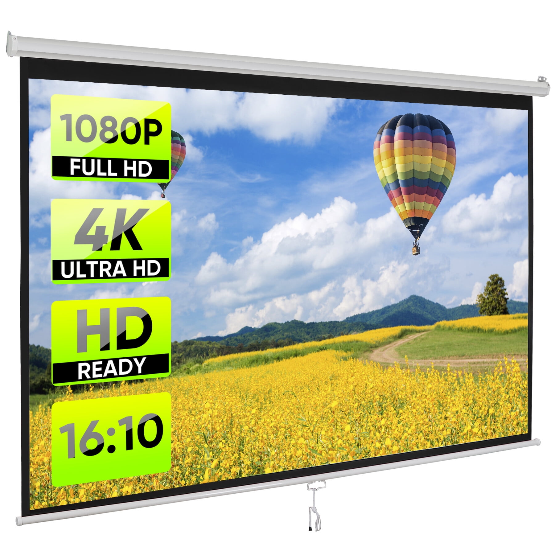 ZENY Projector Screen 100 inch 16:10 HD 4K Projections Home Theater  Presentation Education Outdoor Indoor Public Display, White