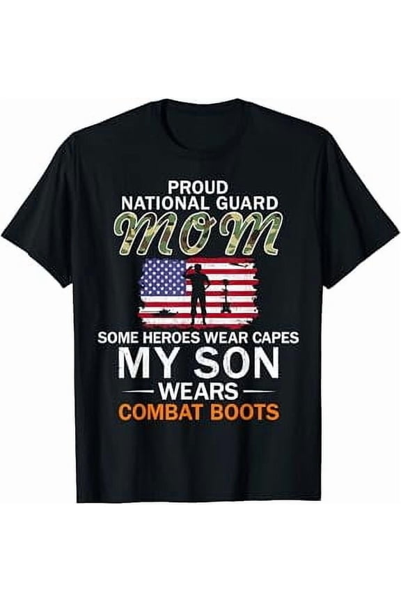 Proud National Guard Mom Combat Boots T-Shirt BLACK Unisex S-5XL Hot Trending Shirt