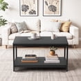 thumbnail image 1 of ZENY Rectangle Wood Coffee Table Metal Frame MDF Home Tea Table Desk Rustic Black, 1 of 9