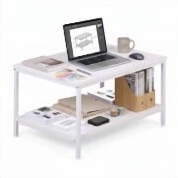 ZENY Rectangle Wood Coffee Table Metal Frame MDF Home Tea Table Desk Rustic White